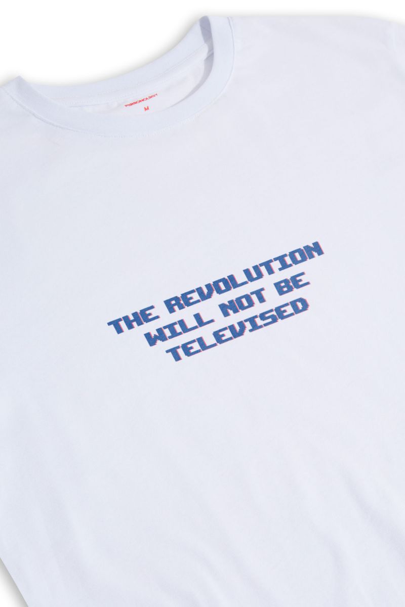 White Soft Fabric Revolution Design Short Sleeve Tee