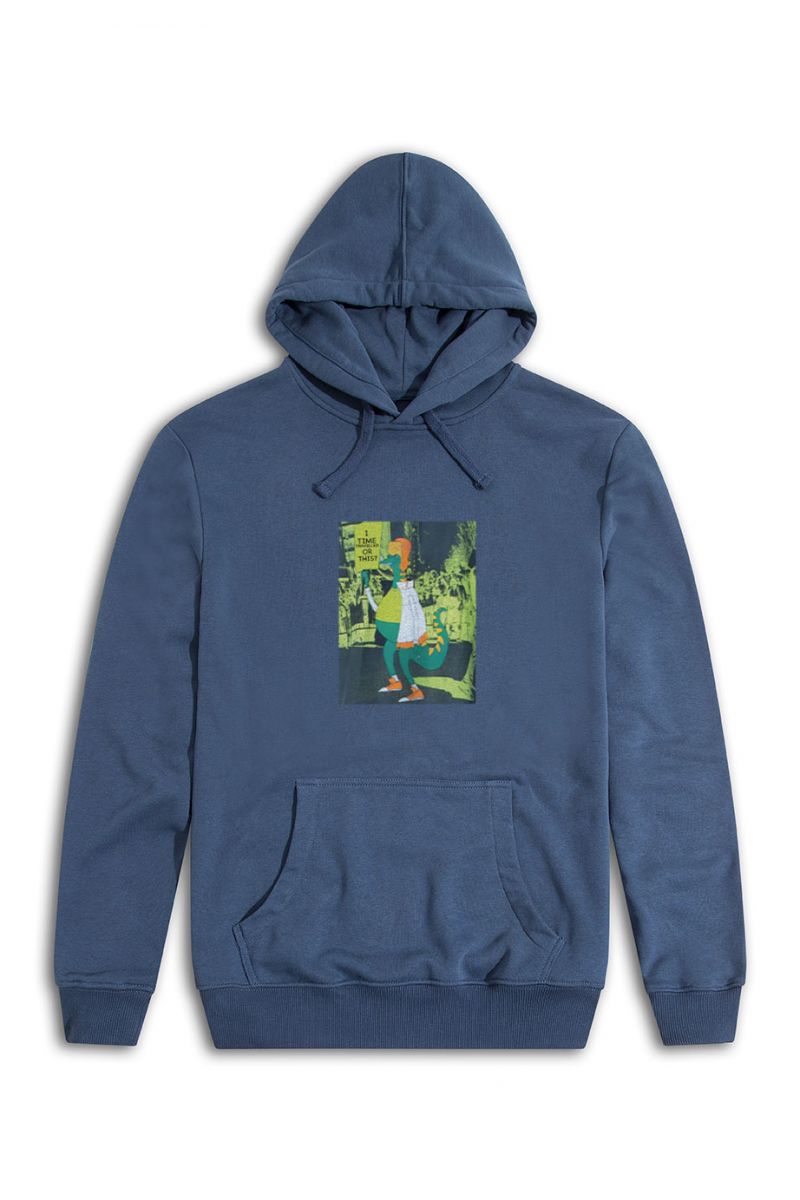 Navy Premium Cotton Time Travel Design Pullover Hoodie