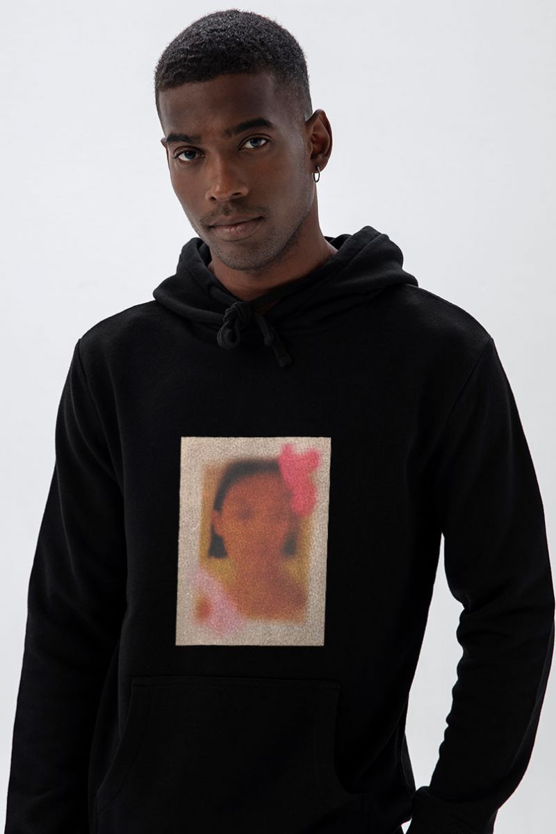 Black Premium Cotton Timthumb Design Pullover Hoodie
