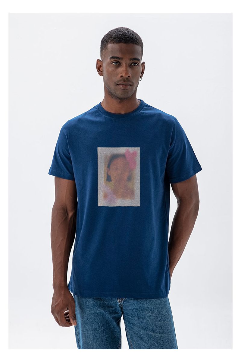 Navy Soft Fabric Timthumb Design Short Sleeve Tee