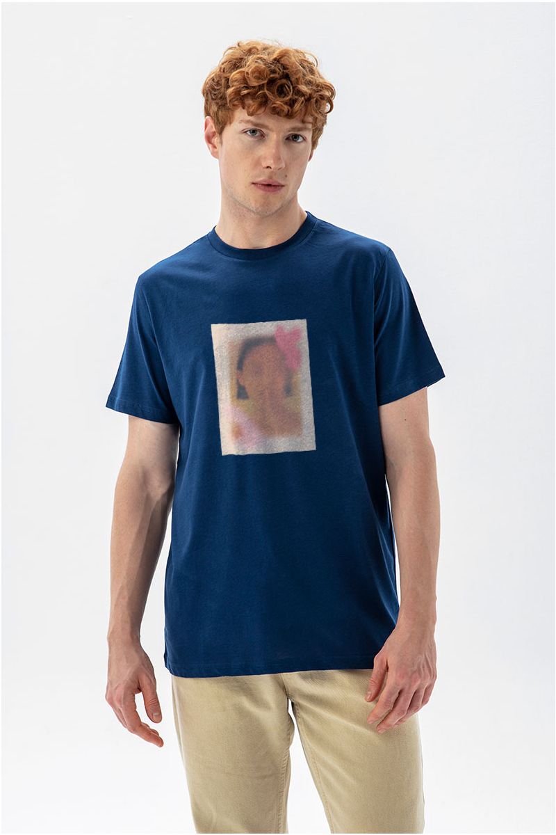Navy Soft Fabric Timthumb Design Short Sleeve Tee