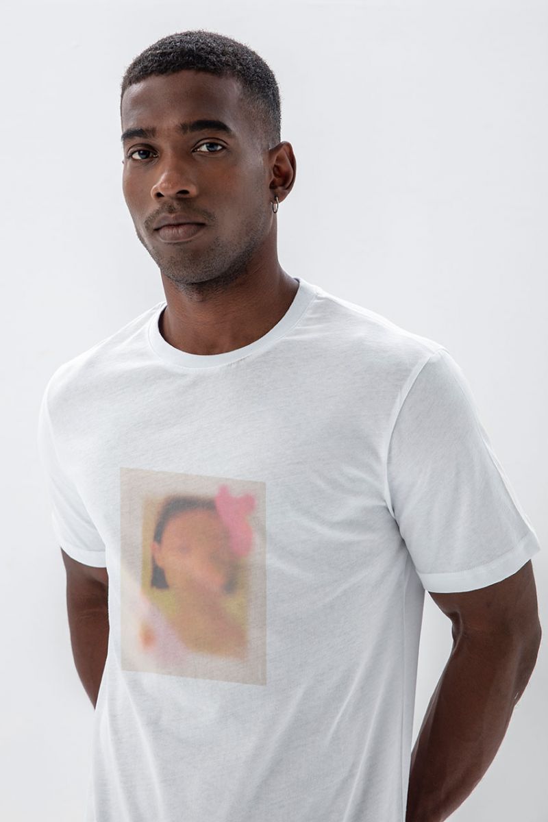 White Soft Fabric Timthumb Design Short Sleeve Tee
