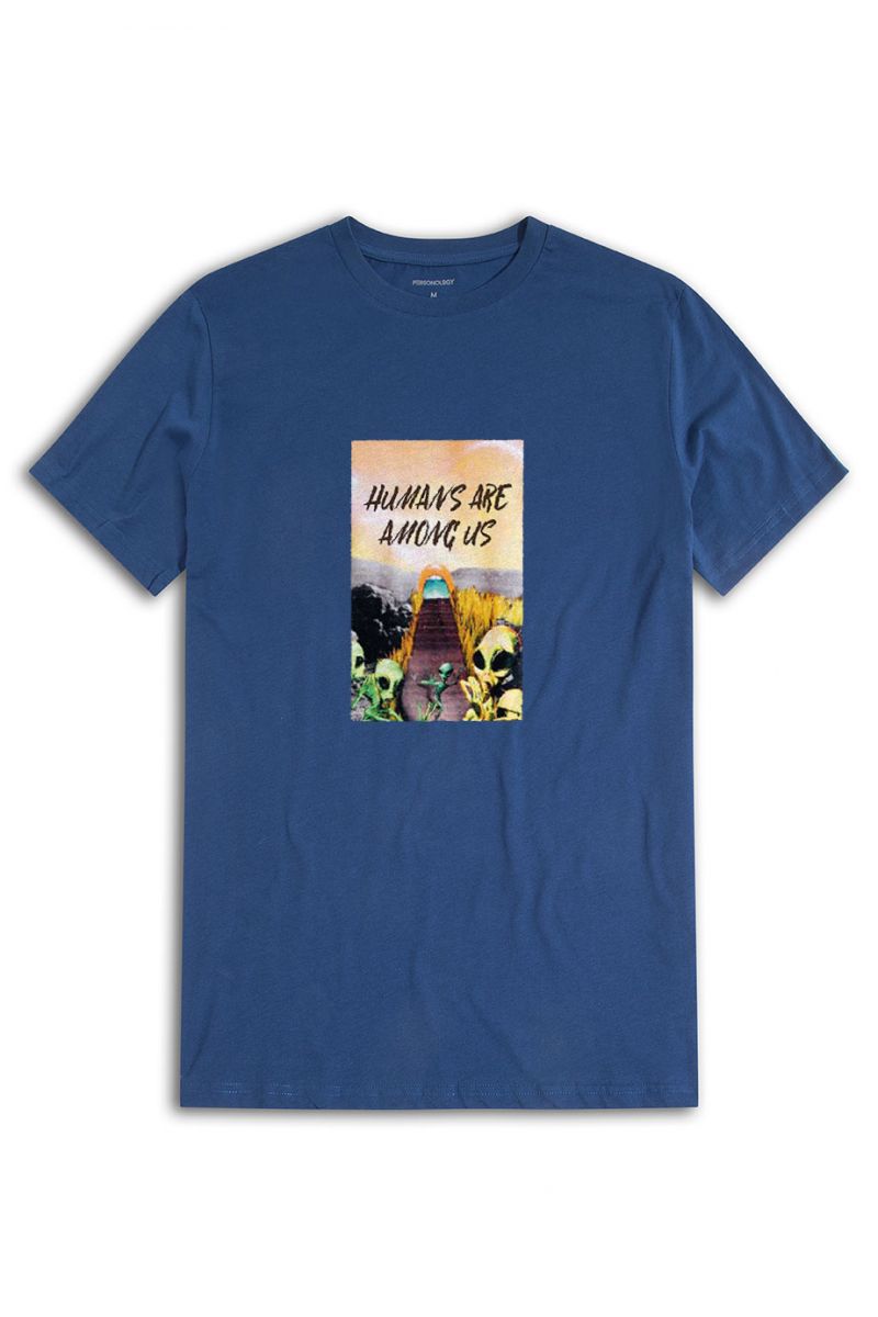 Navy Soft Fabric Humans are Among Us Design Short Sleeve Tee