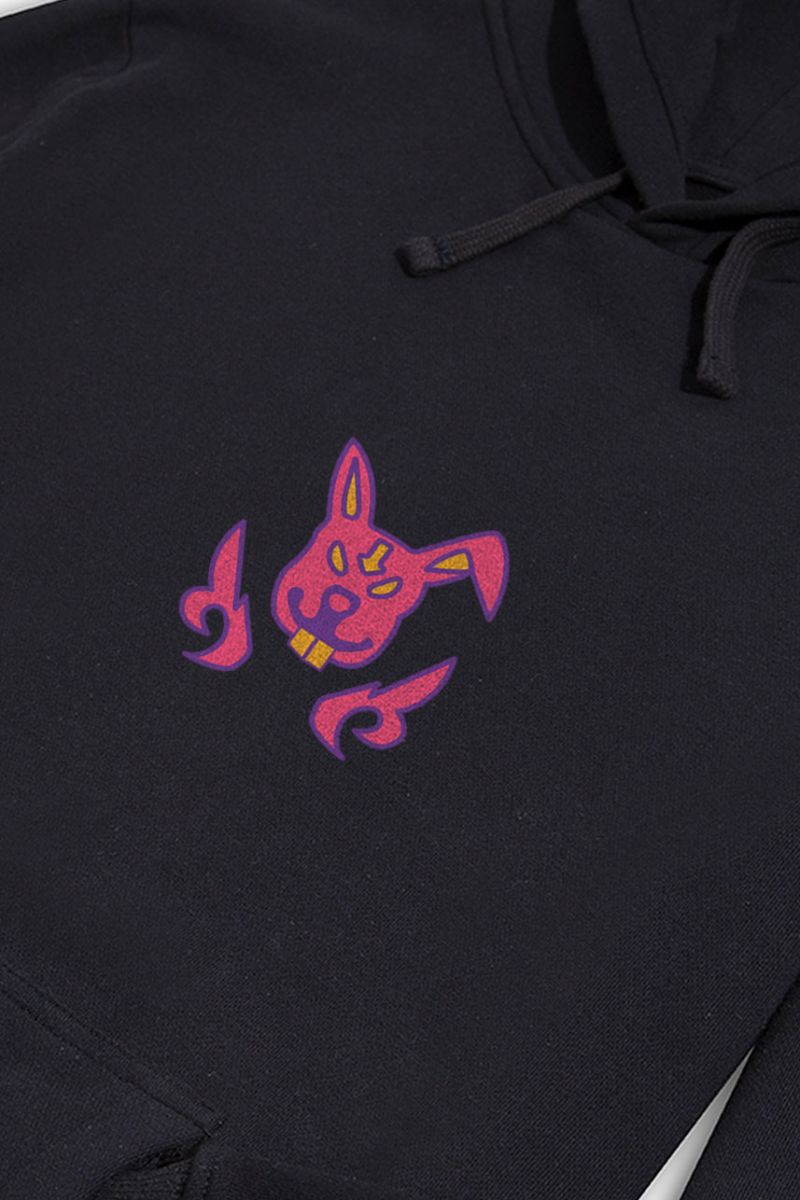 Black Premium Cotton Crazy Dog Design Pullover Hoodie