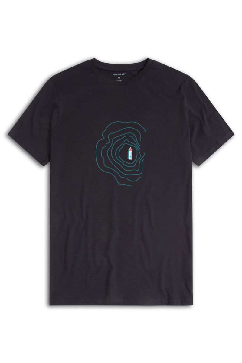 Black Soft Fabric Wind Design Short Sleeve Tee