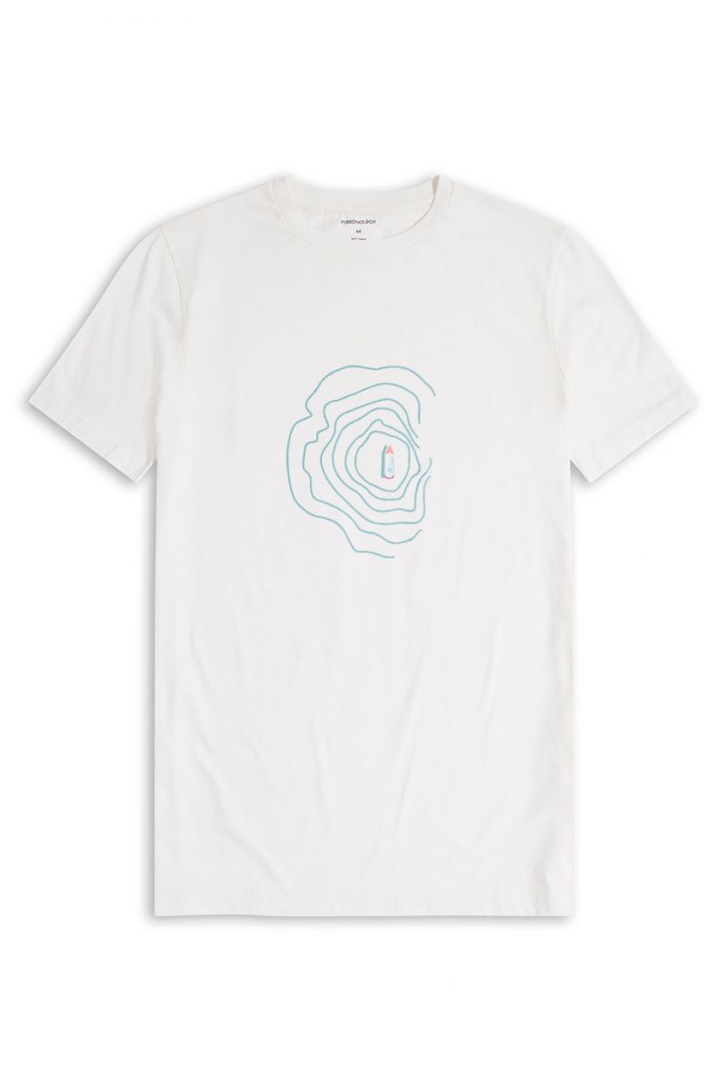 Off White Soft Fabric Wind Design Short Sleeve Tee