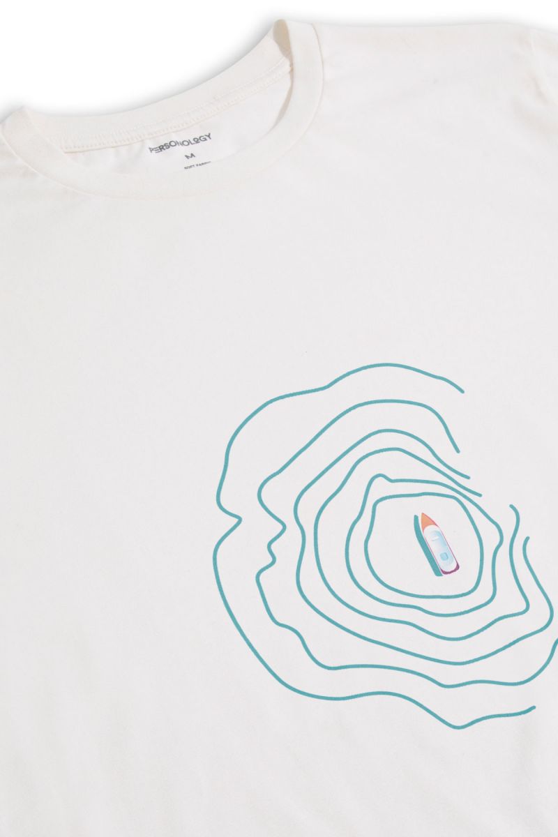 Off White Soft Fabric Wind Design Short Sleeve Tee