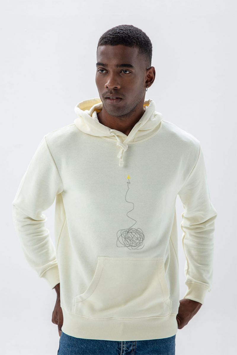 Ecru Premium Cotton Love Design Pullover Hoodie