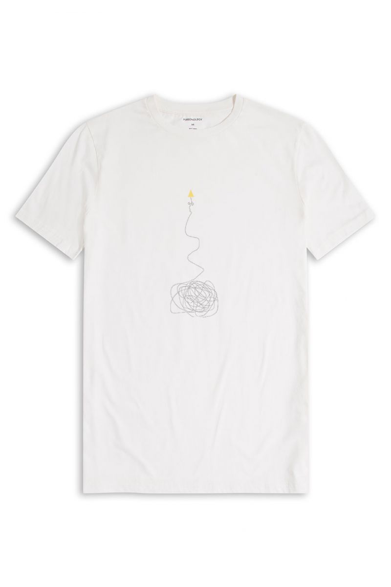 Off White Soft Fabric Love Design Short Sleeve Tee