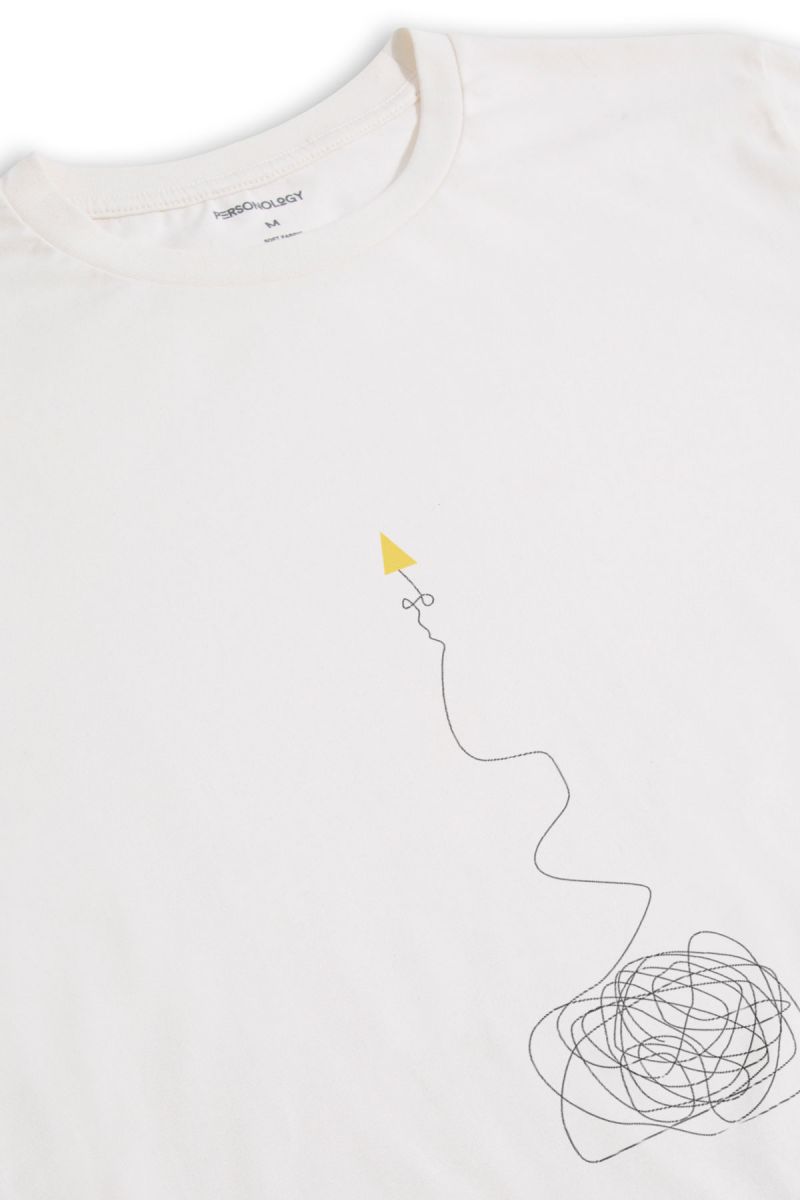 Off White Soft Fabric Love Design Short Sleeve Tee