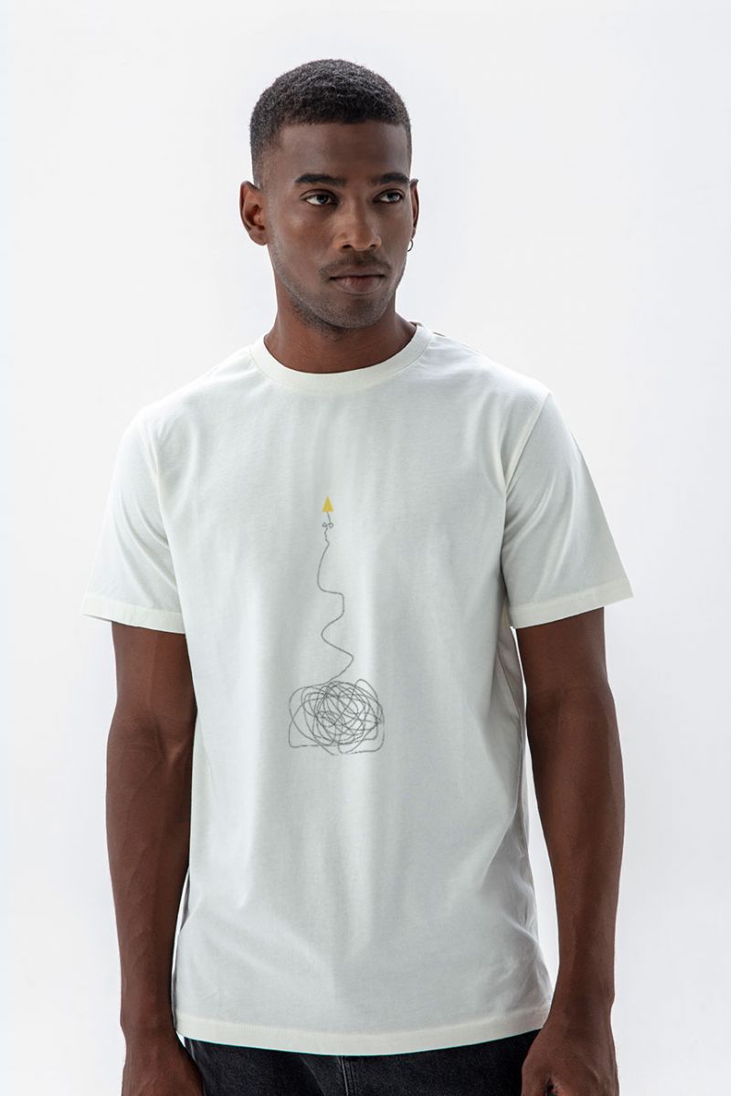 Off White Soft Fabric Love Design Short Sleeve Tee