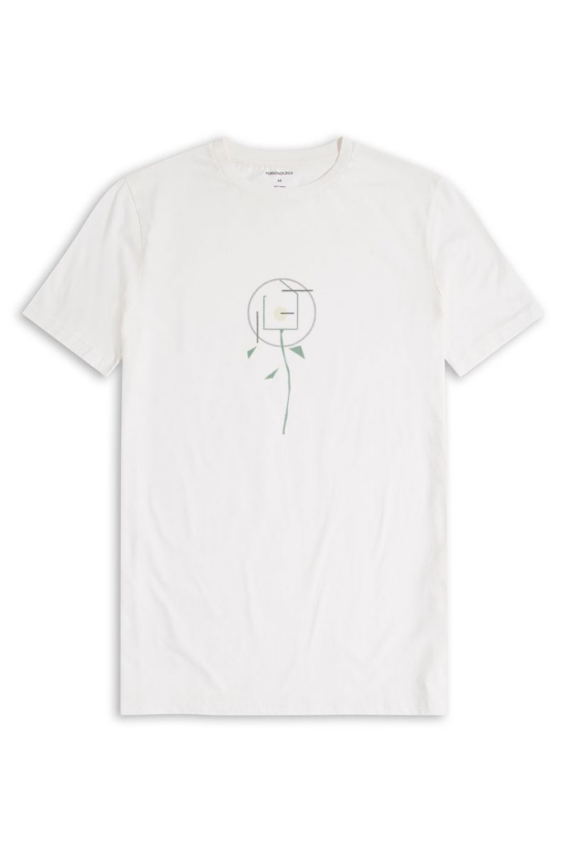 Off White Soft Fabric Freedom Design Short Sleeve Tee
