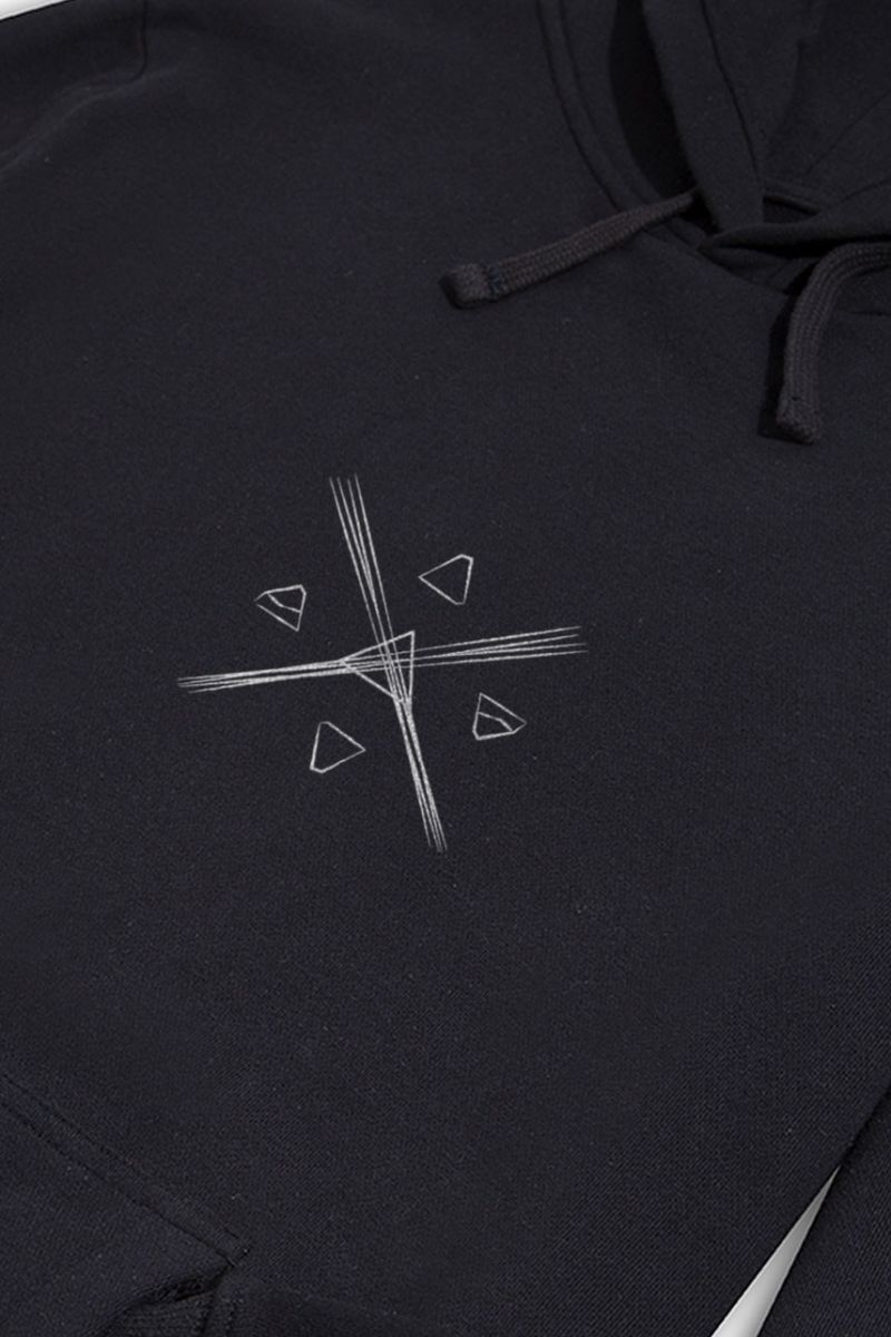 Black Premium Cotton Elements Design Pullover Hoodie