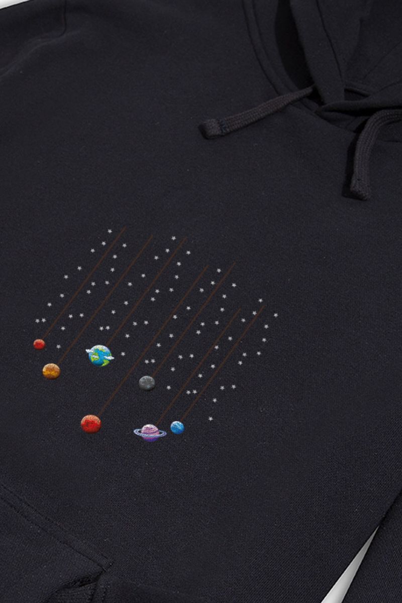 Black Premium Cotton Galaxy Design Pullover Hoodie