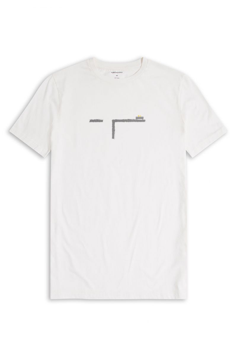 Off White Soft Fabric Gleam Design Short Sleeve Tee