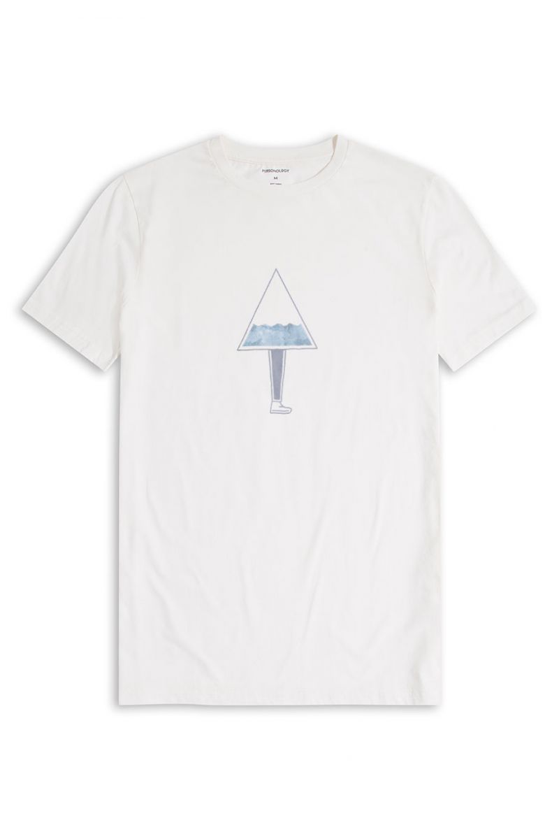 Off White Soft Fabric Human Design Short Sleeve Tee
