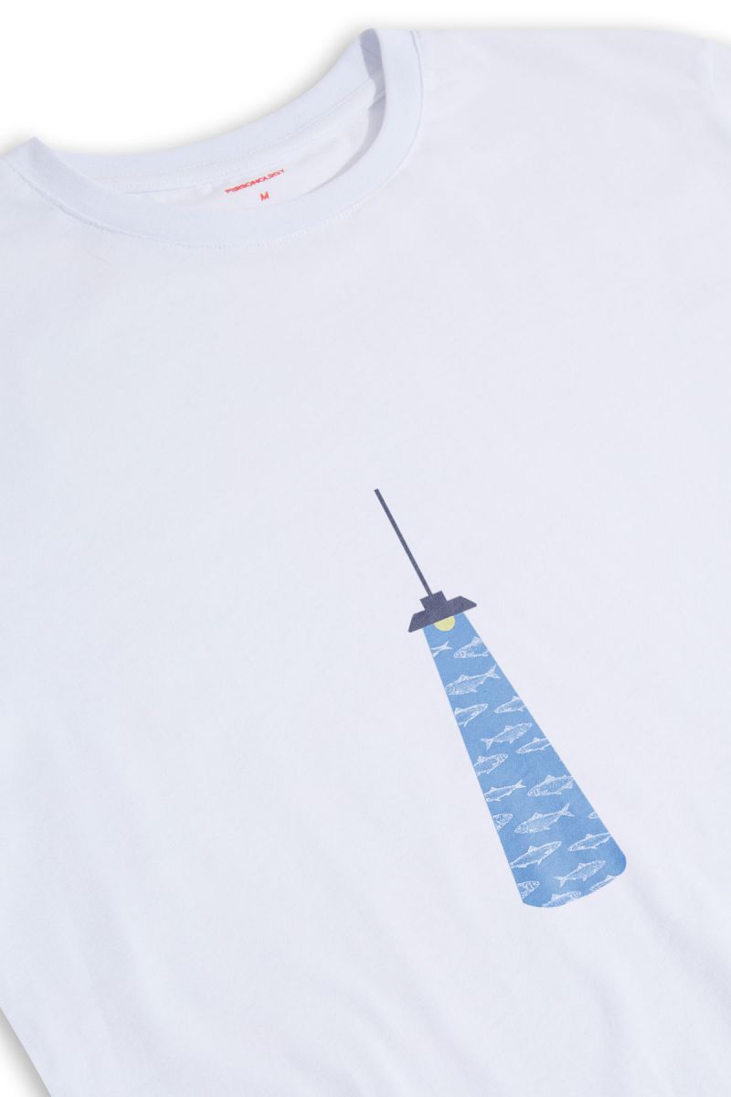 White Soft Fabric Fish in the Dark Design Short Sleeve Tee