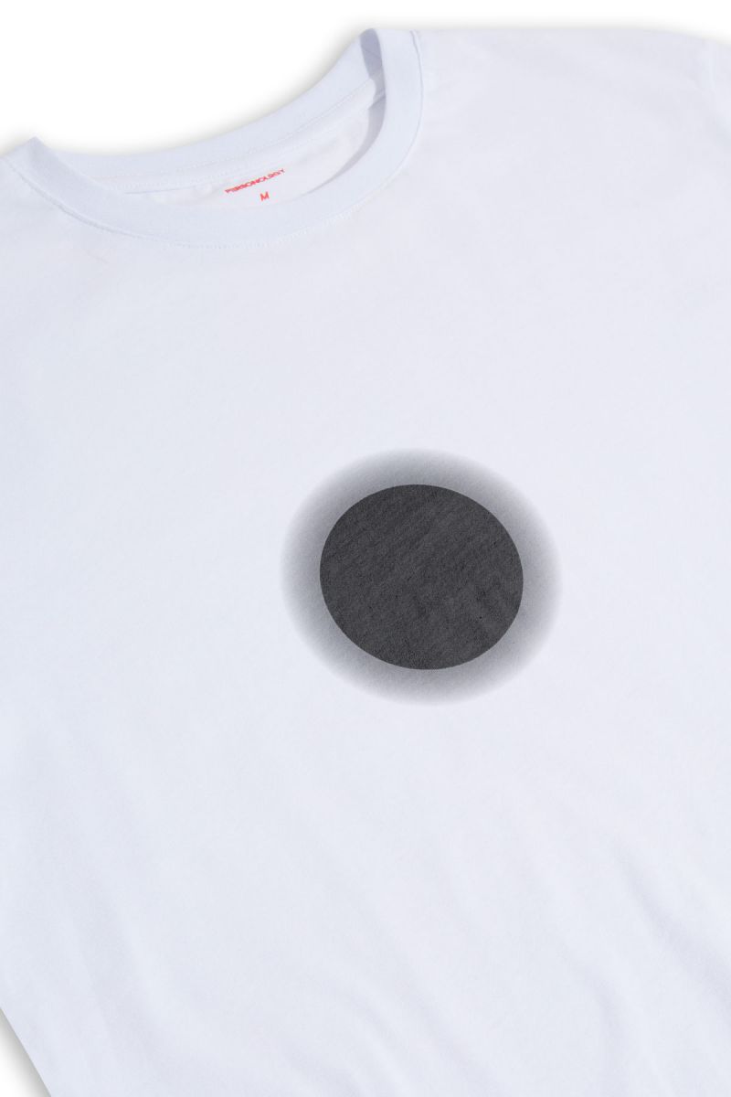 White Soft Fabric Eclipse Design Short Sleeve Tee