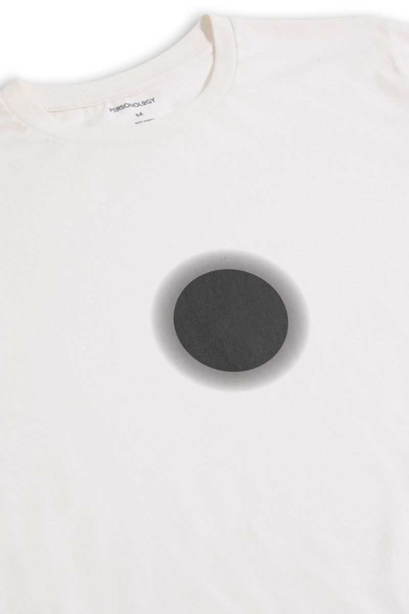 Off White Soft Fabric Eclipse Design Short Sleeve Tee