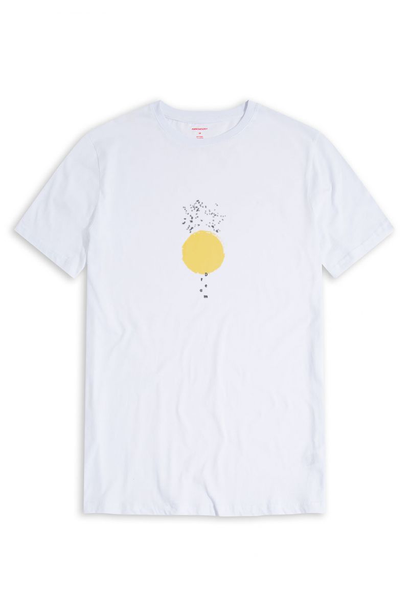 White Soft Fabric Dreams on Wings Design Short Sleeve Tee