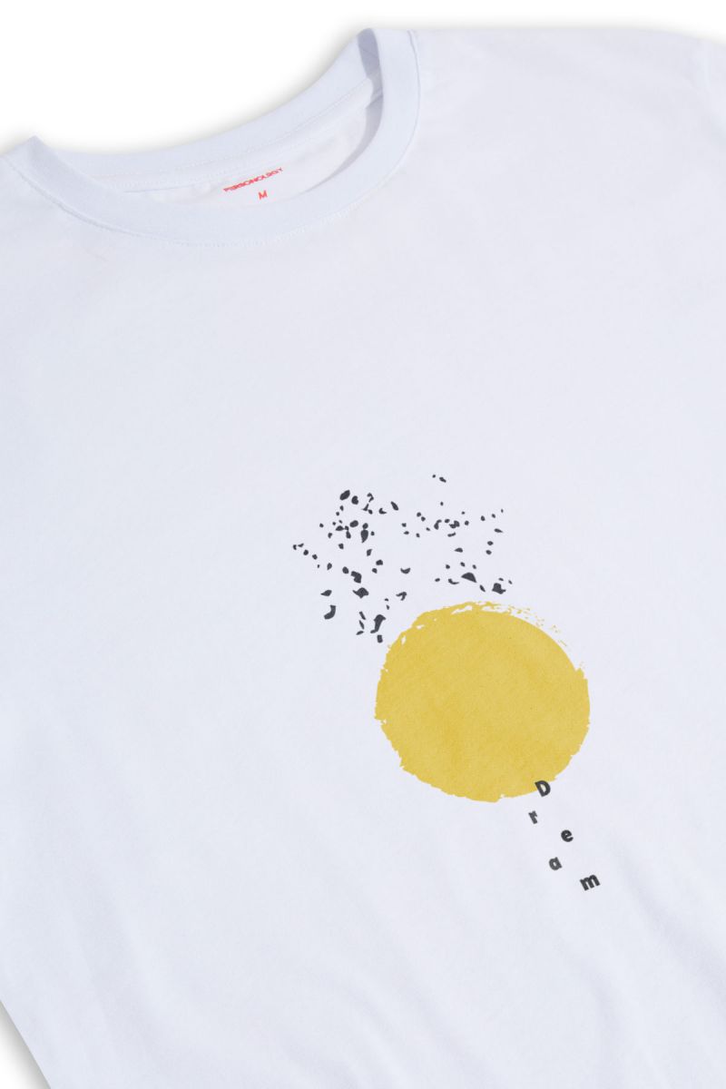 White Soft Fabric Dreams on Wings Design Short Sleeve Tee