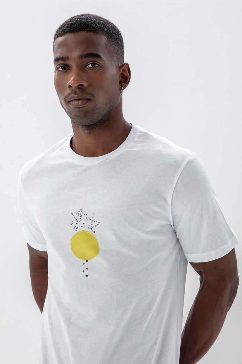 White Soft Fabric Dreams on Wings Design Short Sleeve Tee