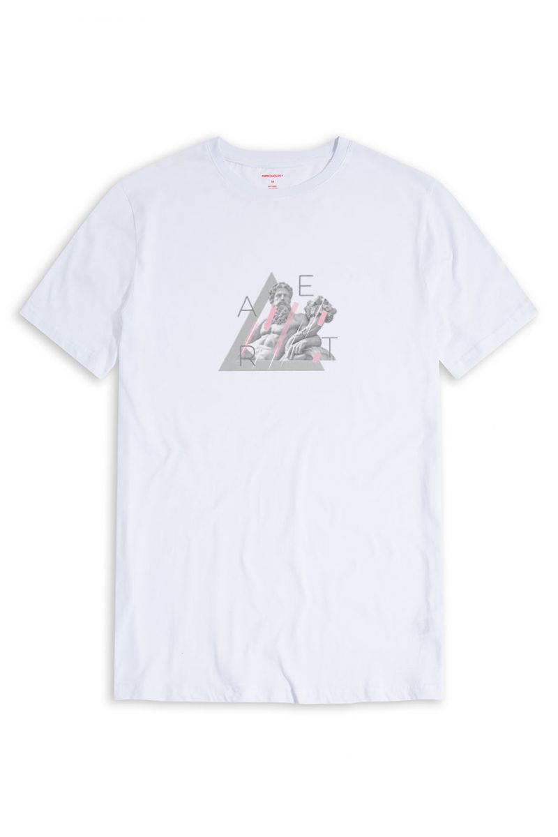 White Soft Fabric Ancient Art Design Short Sleeve Tee