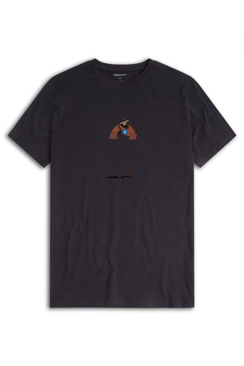 Black Soft Fabric Acro Design Short Sleeve Tee
