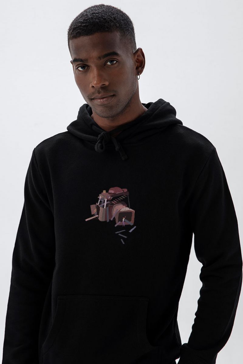 Black Premium Cotton Proi Design Pullover Hoodie
