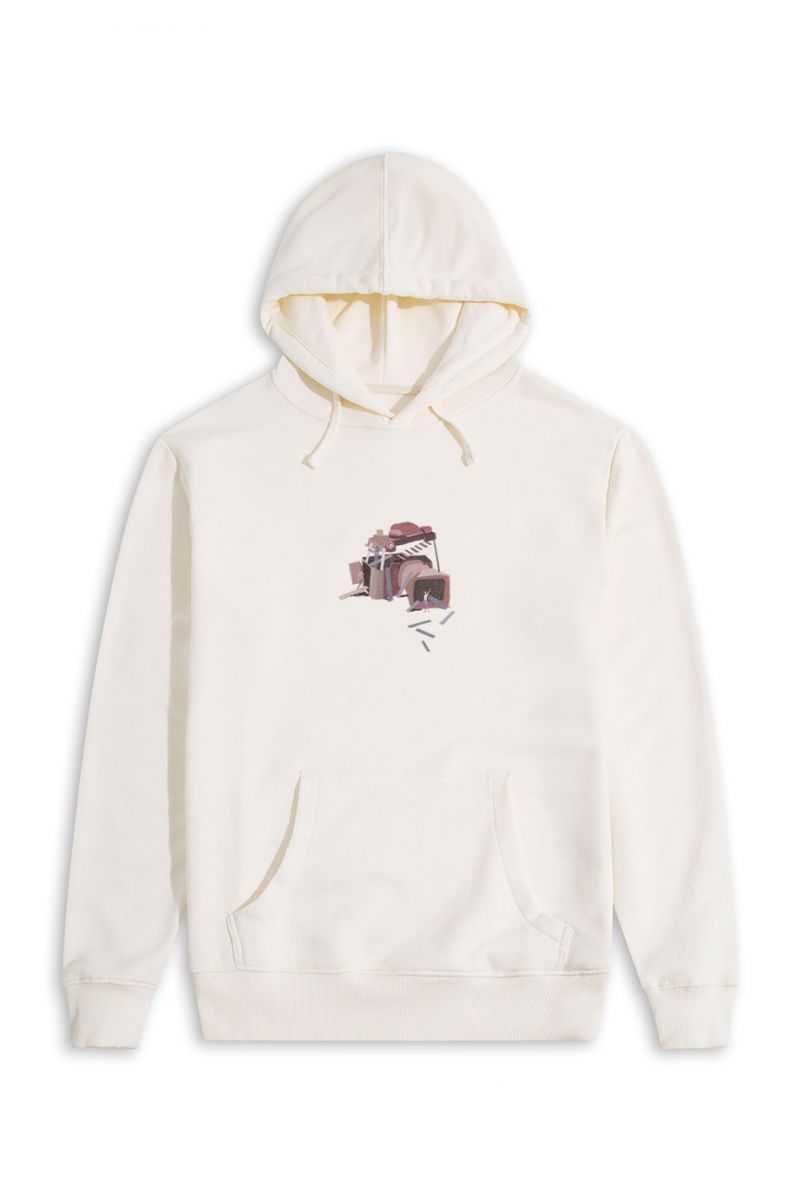 Ecru Premium Cotton Proi Design Pullover Hoodie