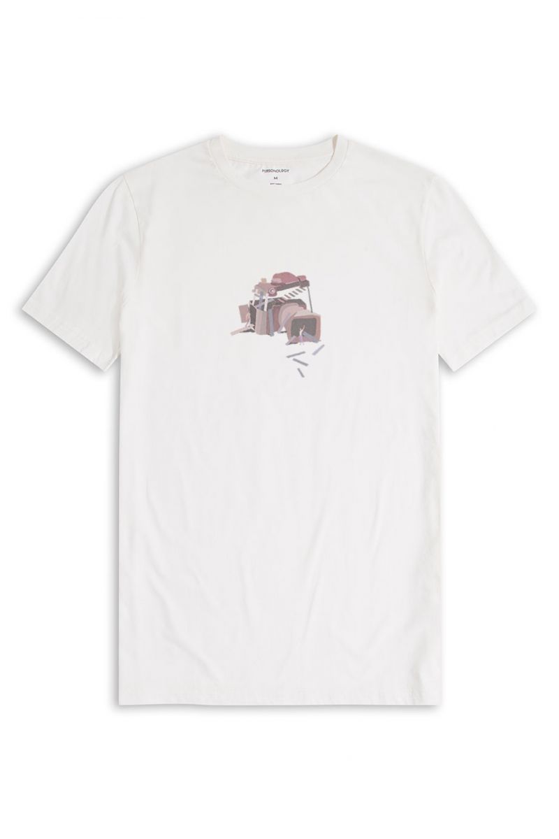 Off White Soft Fabric Proi Design Short Sleeve Tee