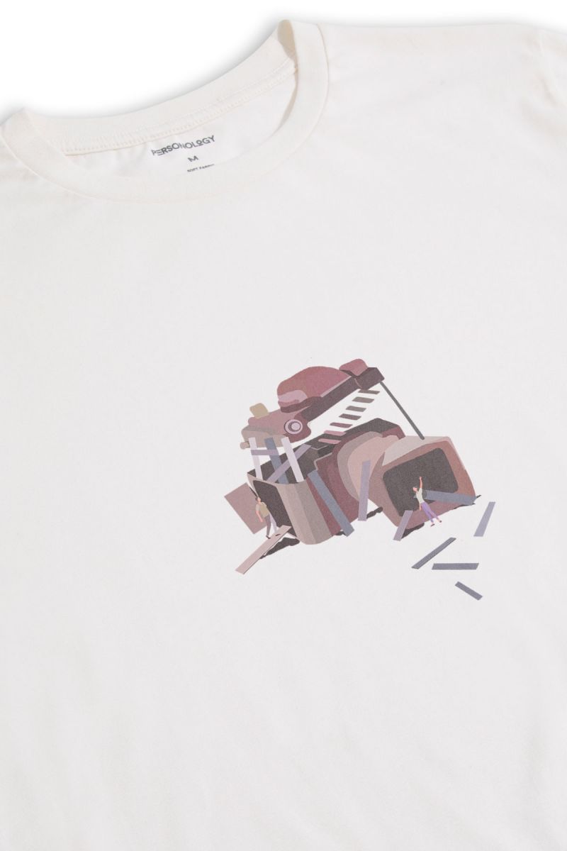 Off White Soft Fabric Proi Design Short Sleeve Tee