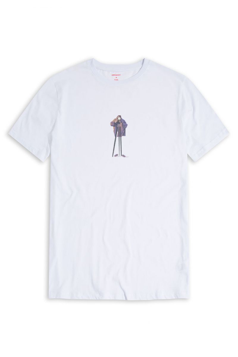 White Soft Fabric Velv Design Short Sleeve Tee