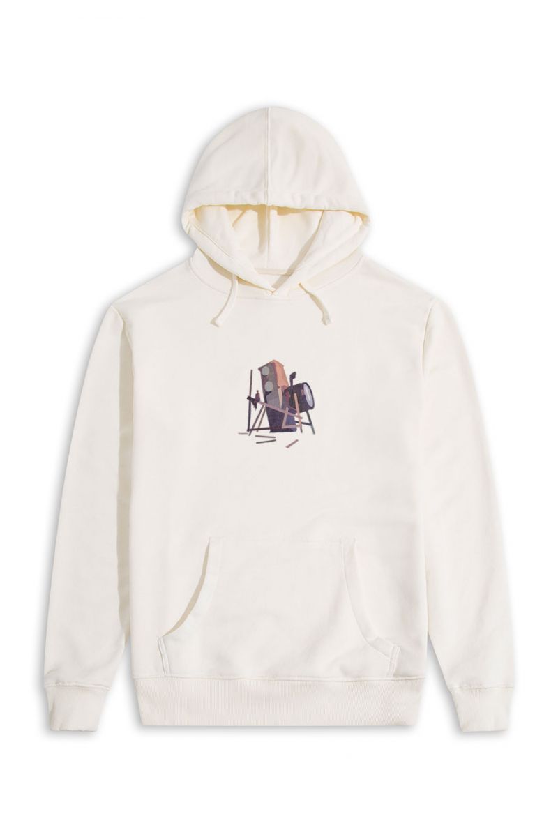 Ecru Premium Cotton Velv Design Pullover Hoodie