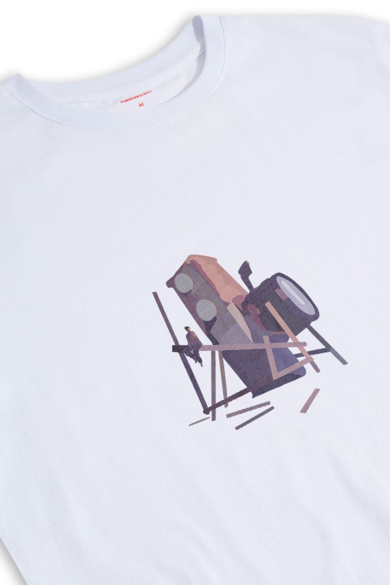 White Soft Fabric Velv Design Short Sleeve Tee