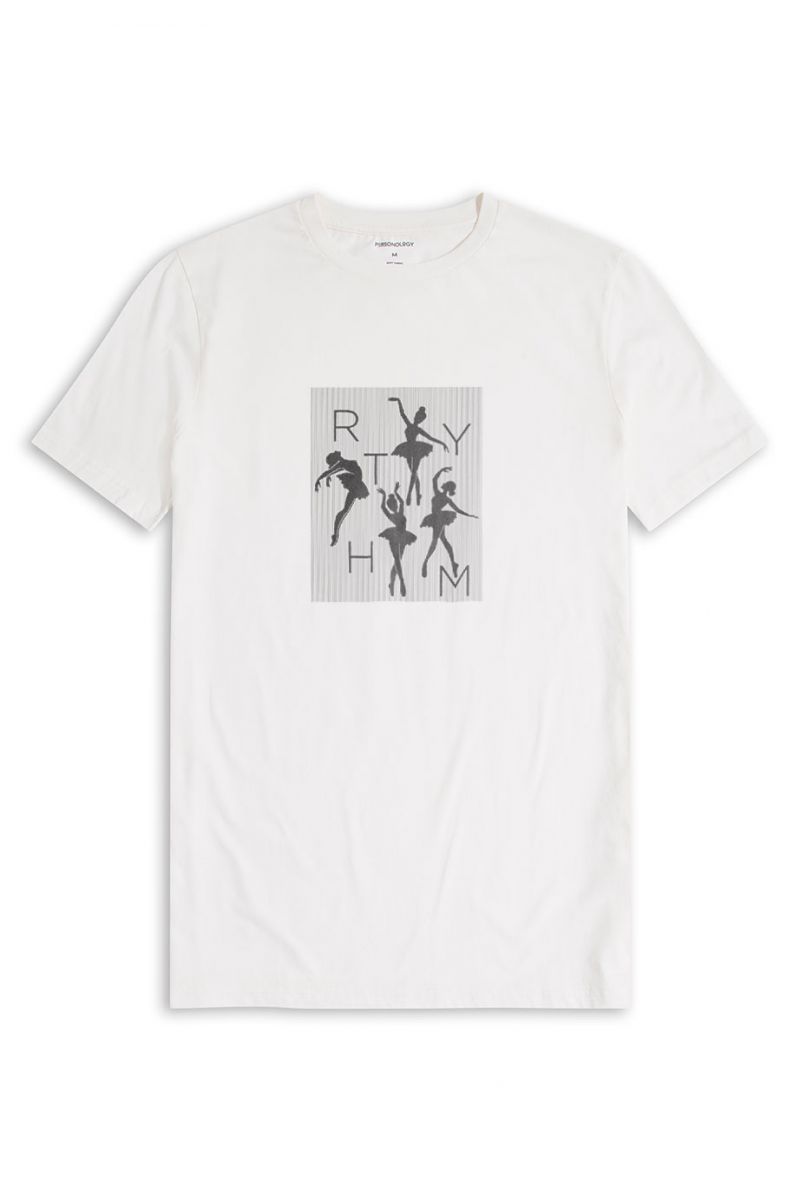 Off White Soft Fabric Collective Ryhtm Design Short Sleeve Tee
