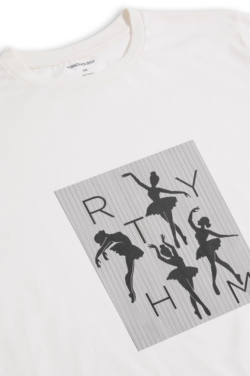 Off White Soft Fabric Collective Ryhtm Design Short Sleeve Tee