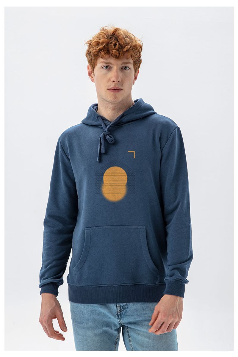 Navy Premium Cotton Search Sun Design Pullover Hoodie