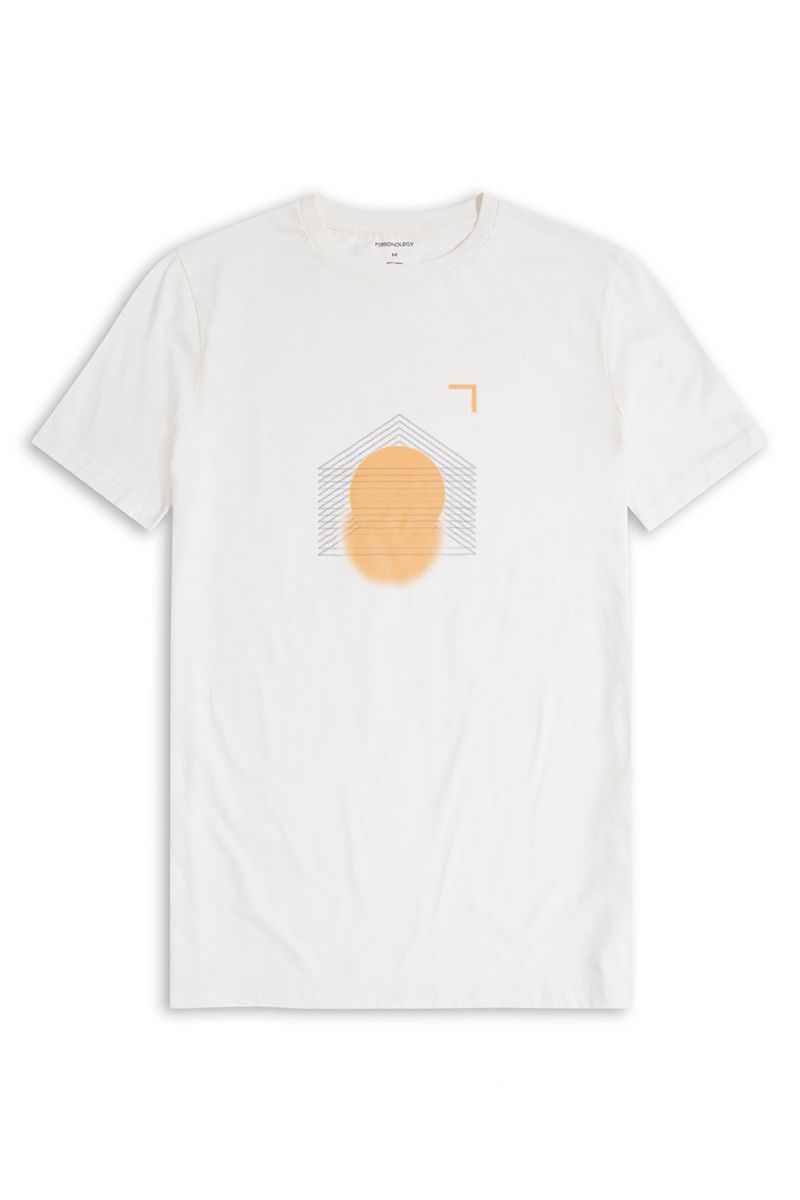 Off White Soft Fabric Search Sun Design Short Sleeve Tee