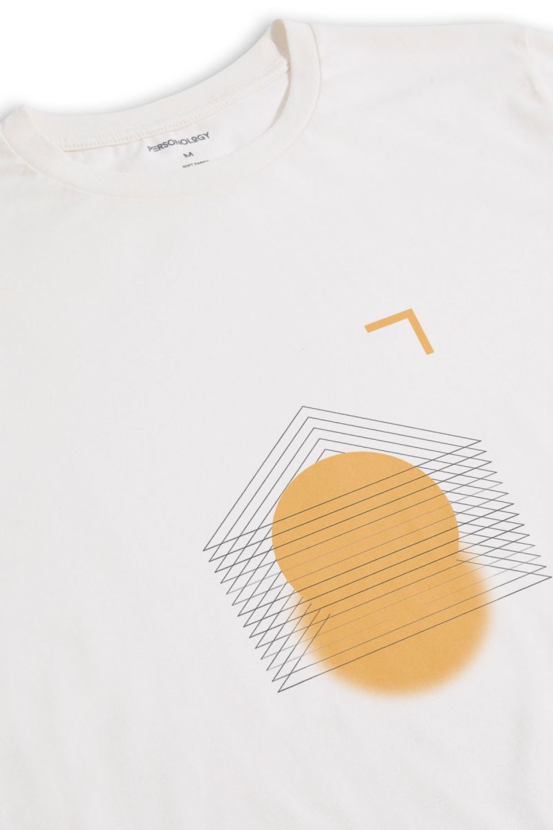 Off White Soft Fabric Search Sun Design Short Sleeve Tee