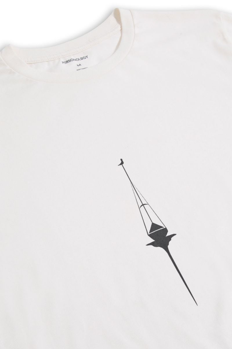 Off White Soft Fabric Reflection Design Short Sleeve Tee
