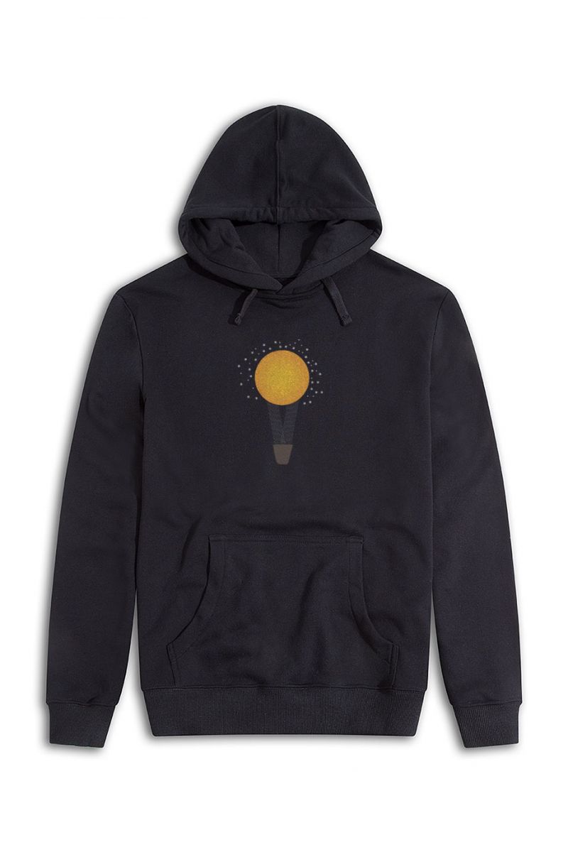 Black Premium Cotton Dawn Sun Design Pullover Hoodie