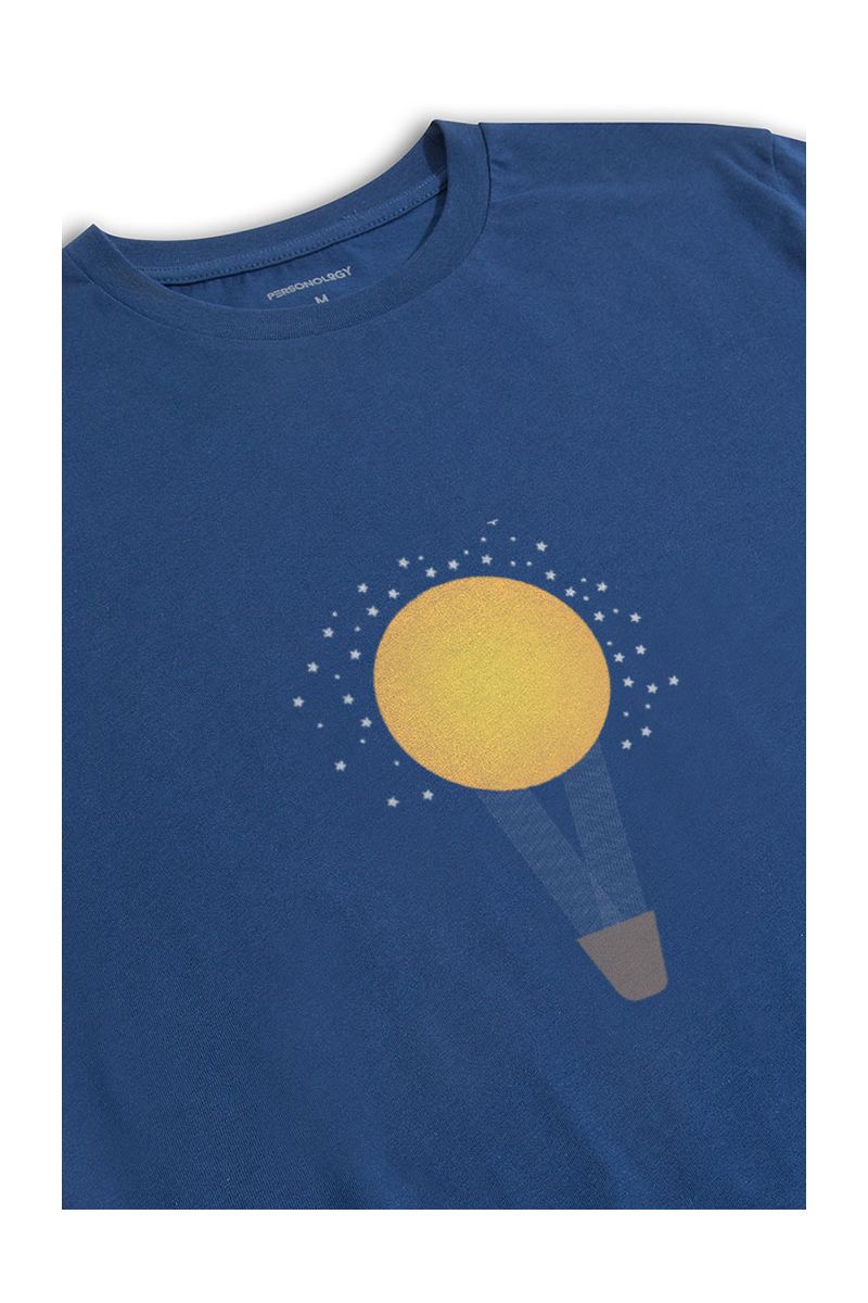 Navy Soft Fabric Dawn Sun Design Short Sleeve Tee