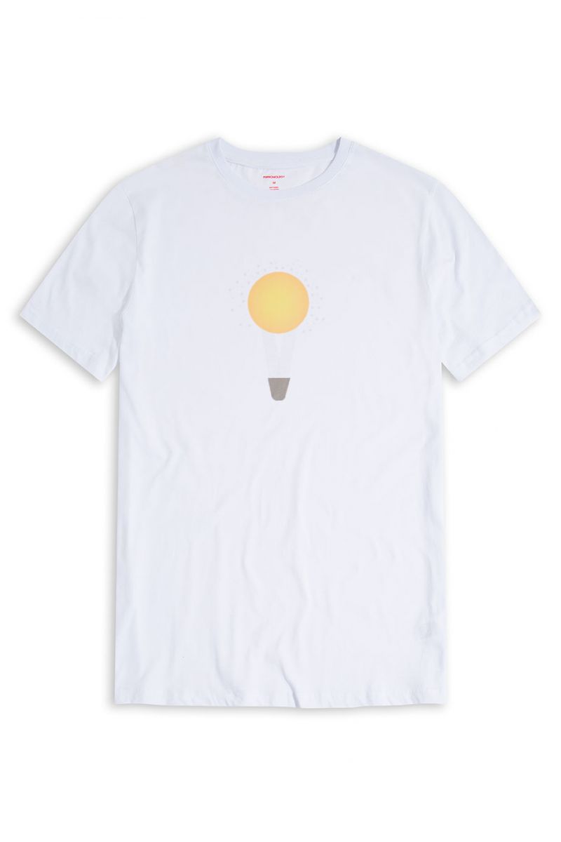 White Soft Fabric Dawn Sun Design Short Sleeve Tee