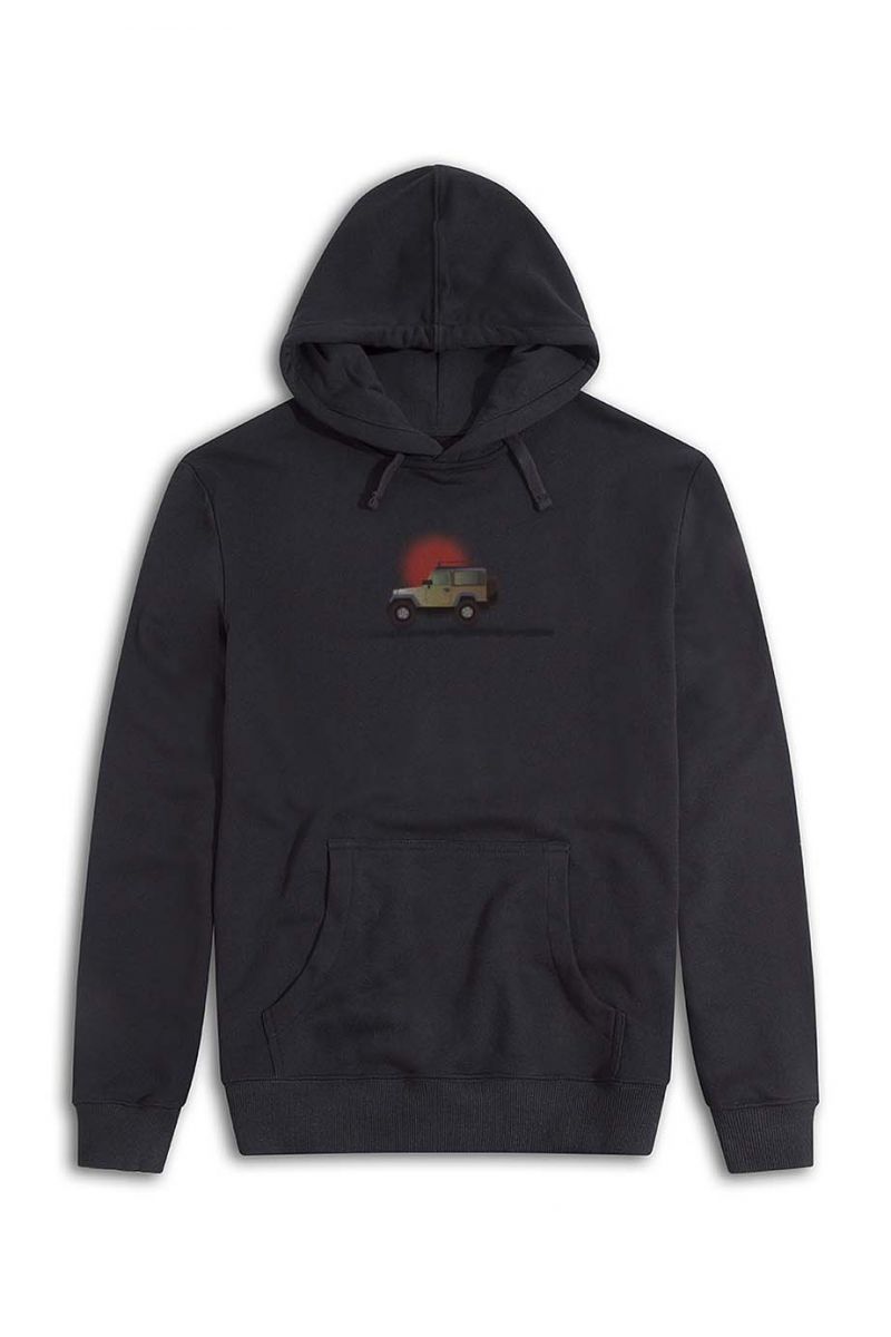 Black Premium Cotton Discovery Design Pullover Hoodie