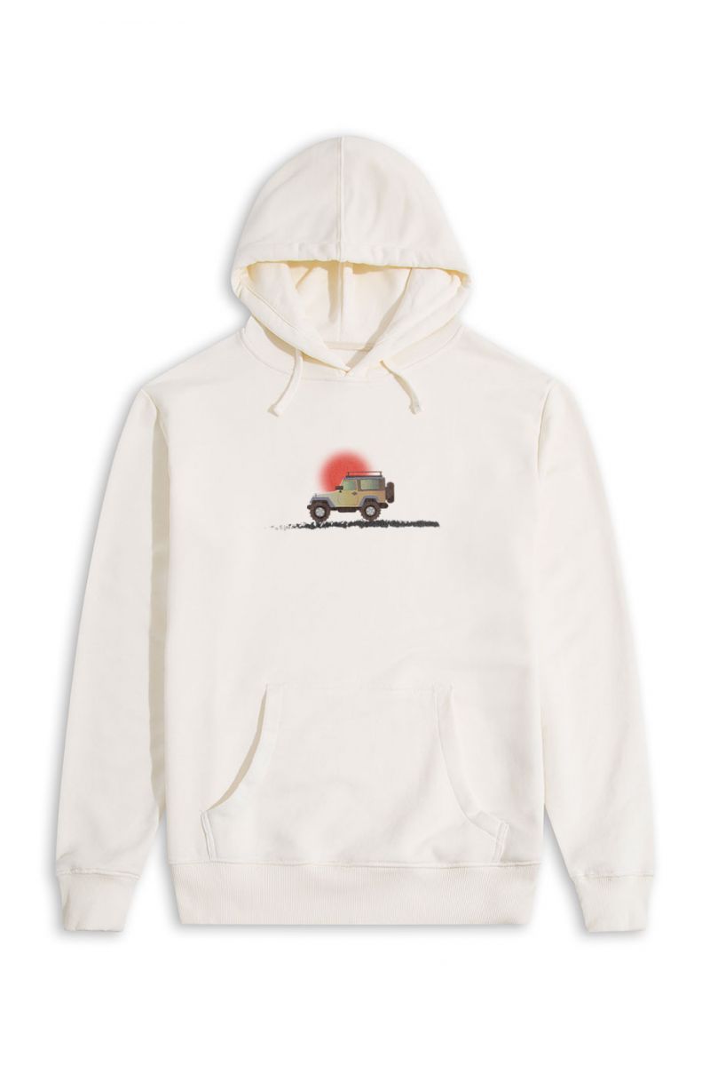 Ecru Premium Cotton Discovery Design Pullover Hoodie