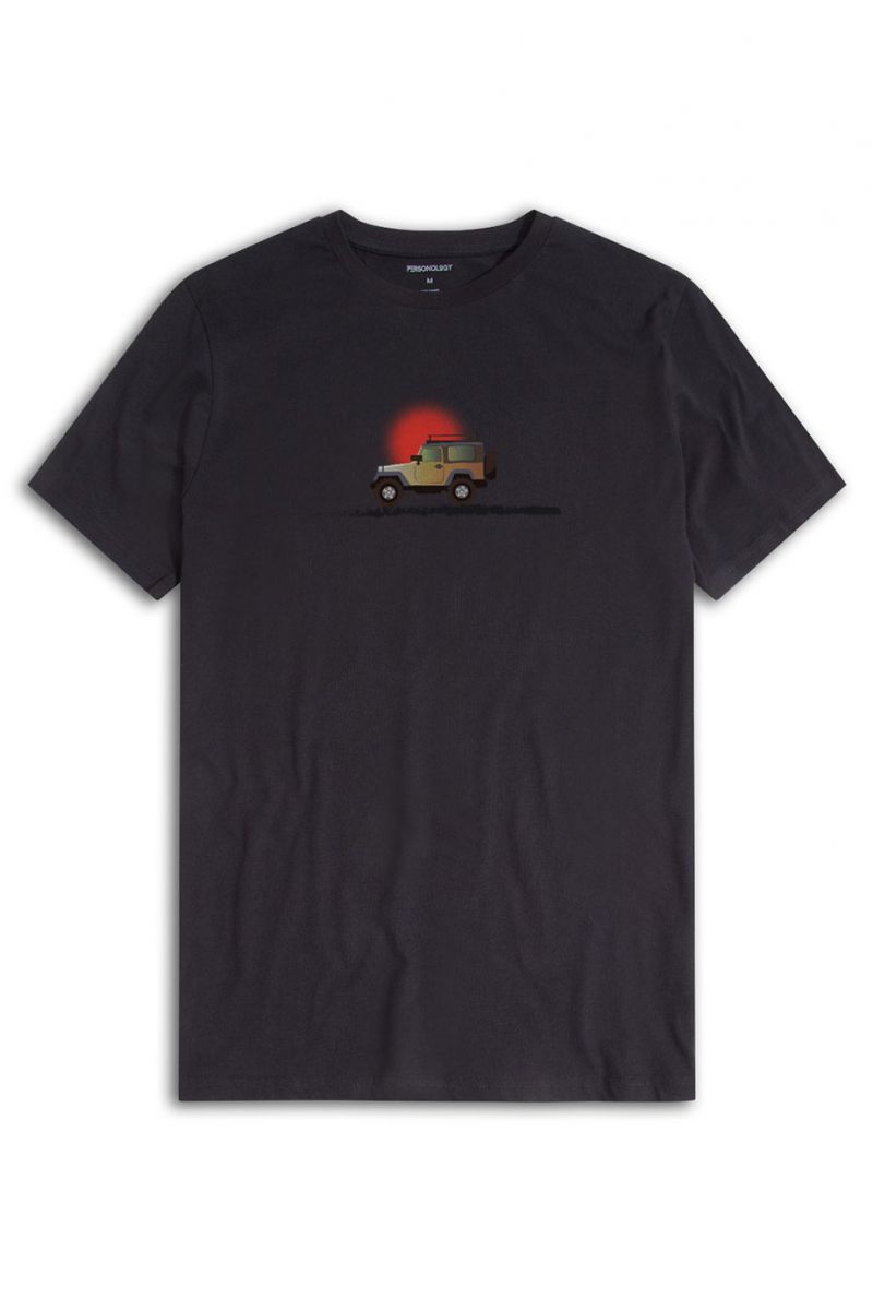 Black Soft Fabric Discovery Design Short Sleeve Tee