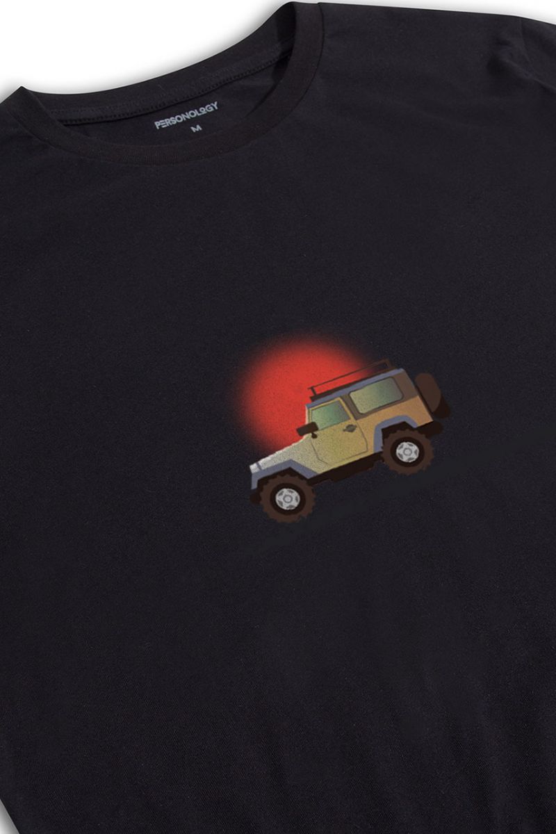Black Soft Fabric Discovery Design Short Sleeve Tee