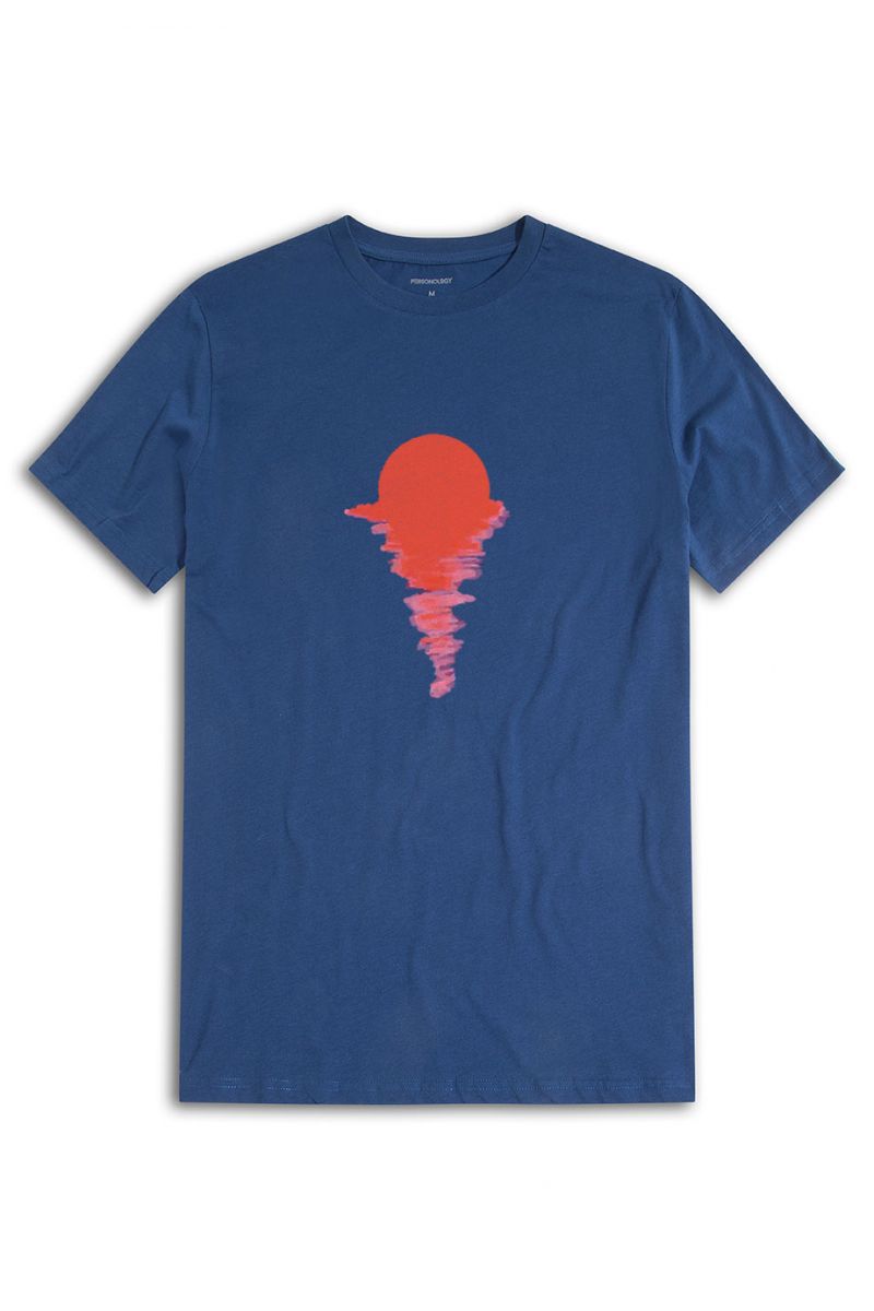 Navy Soft Fabric Sunset Design Short Sleeve Tee