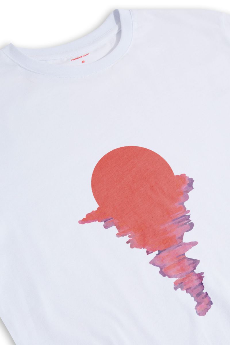 White Soft Fabric Sunset Design Short Sleeve Tee